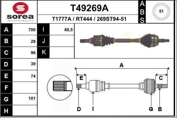 EAI T49269A - Приводний вал avtolavka.club