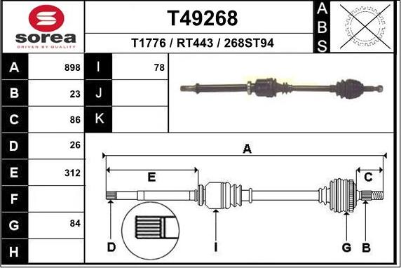 EAI T49268 - Приводний вал avtolavka.club