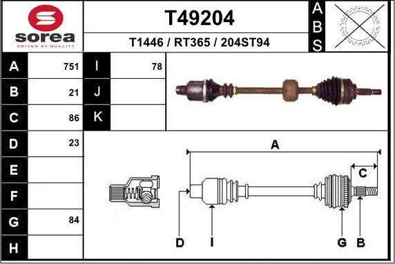 EAI T49204 - Приводний вал avtolavka.club