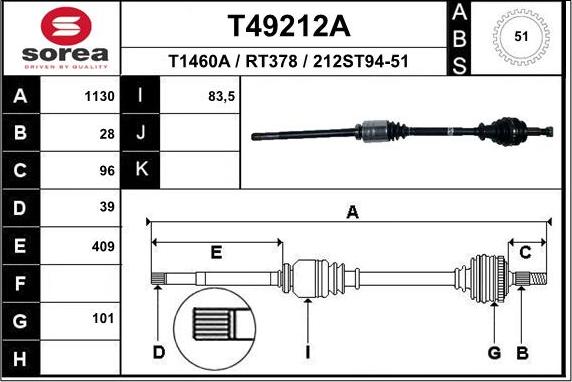 EAI T49212A - Приводний вал avtolavka.club