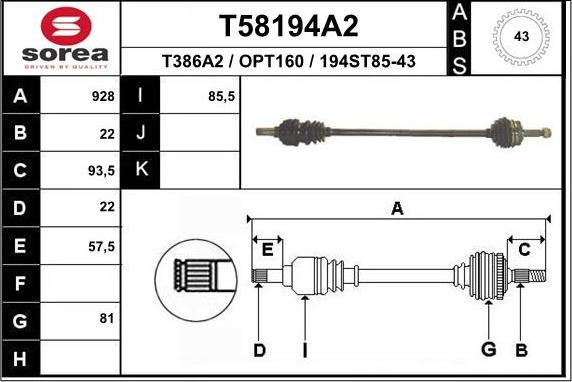 EAI T58194A2 - Приводний вал avtolavka.club