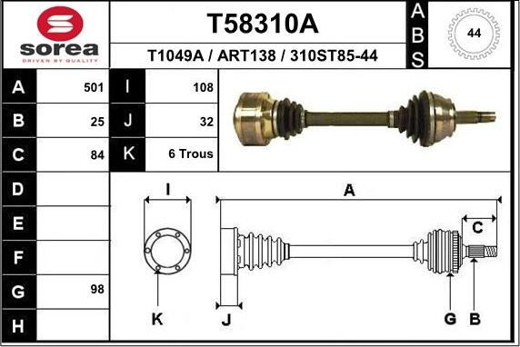 EAI T58310A - Приводний вал avtolavka.club