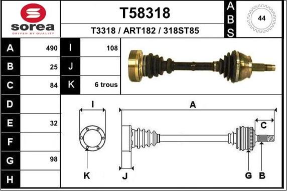 EAI T58318 - Приводний вал avtolavka.club