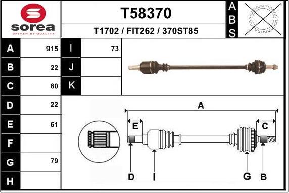 EAI T58370 - Приводний вал avtolavka.club