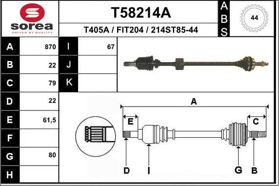 EAI T58214A - Приводний вал avtolavka.club