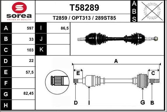 EAI T58289 - Приводний вал avtolavka.club