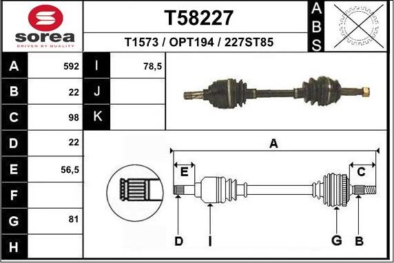 EAI T58227 - Приводний вал avtolavka.club