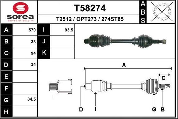 EAI T58274 - Приводний вал avtolavka.club