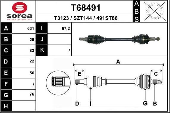 EAI T68491 - Приводний вал avtolavka.club