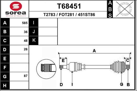 EAI T68451 - Приводний вал avtolavka.club