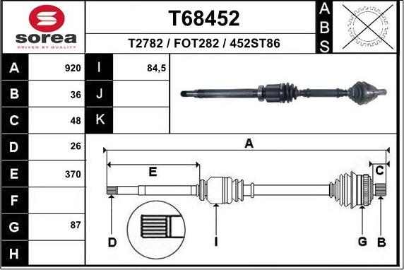 EAI T68452 - Приводний вал avtolavka.club