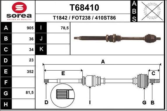 EAI T68410 - Приводний вал avtolavka.club