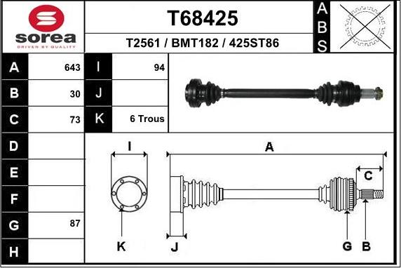 EAI T68425 - Приводний вал avtolavka.club