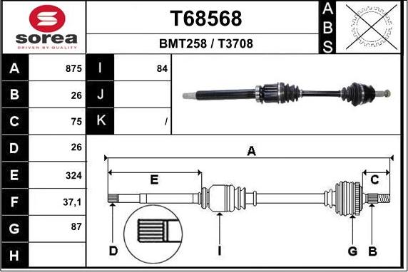 EAI T68568 - Приводний вал avtolavka.club