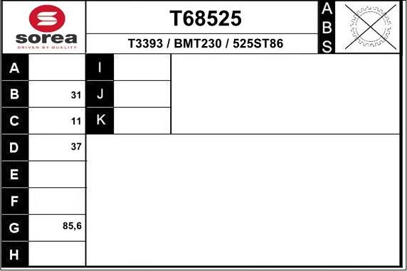 EAI T68525 - Приводний вал avtolavka.club