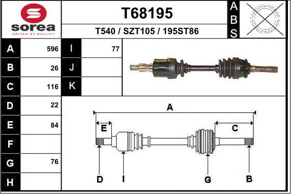 EAI T68195 - Приводний вал avtolavka.club