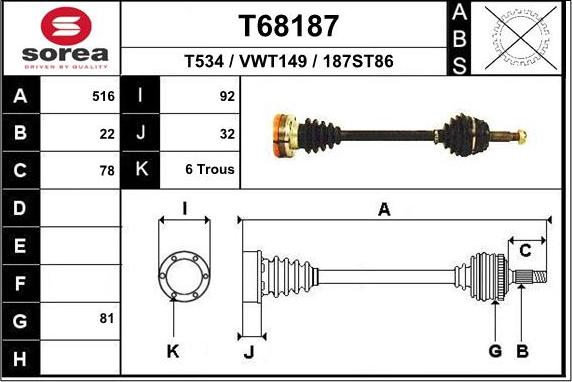 EAI T68187 - Приводний вал avtolavka.club