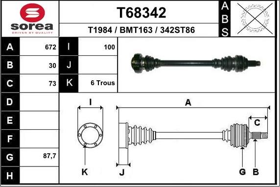 EAI T68342 - Приводний вал avtolavka.club