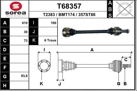 EAI T68357 - Приводний вал avtolavka.club