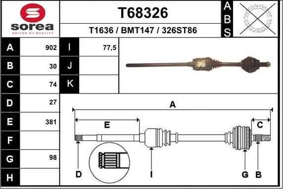 EAI T68326 - Приводний вал avtolavka.club