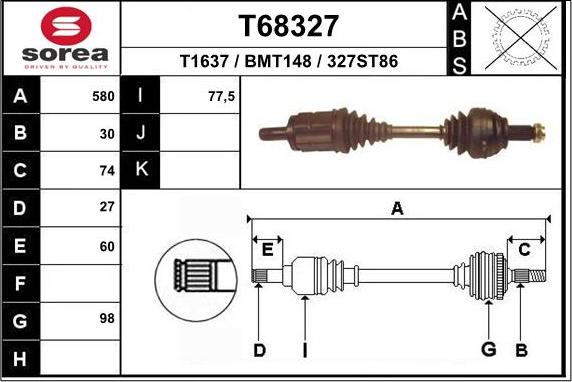 EAI T68327 - Приводний вал avtolavka.club