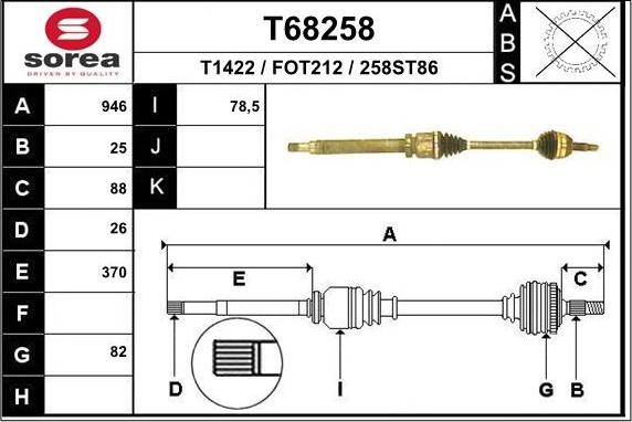 EAI T68258 - Приводний вал avtolavka.club