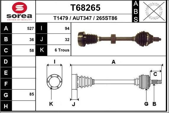 EAI T68265 - Приводний вал avtolavka.club