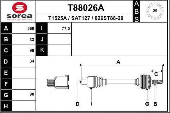 EAI T88026A - Приводний вал avtolavka.club