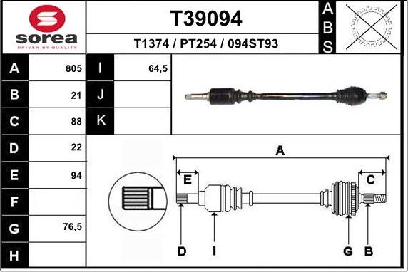 EAI T39094 - Приводний вал avtolavka.club