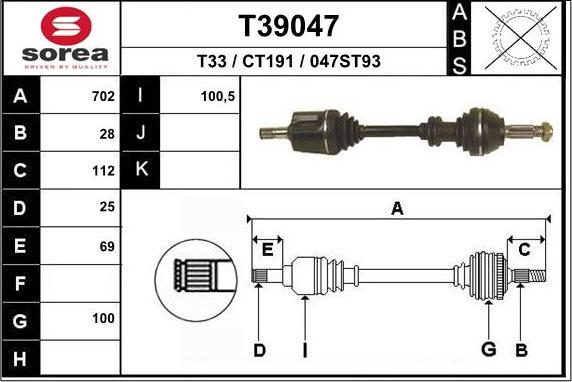 EAI T39047 - Приводний вал avtolavka.club