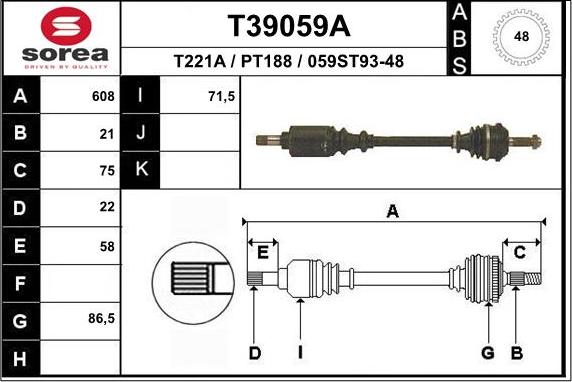 EAI T39059A - Приводний вал avtolavka.club