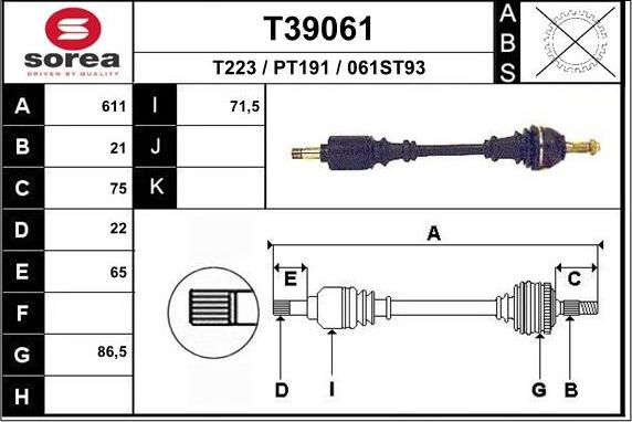 EAI T39061 - Приводний вал avtolavka.club