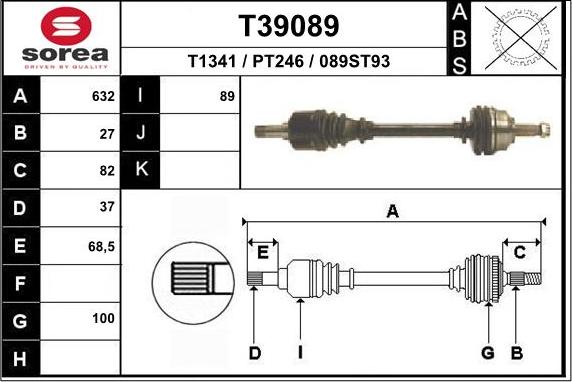 EAI T39089 - Приводний вал avtolavka.club