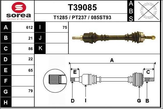 EAI T39085 - Приводний вал avtolavka.club