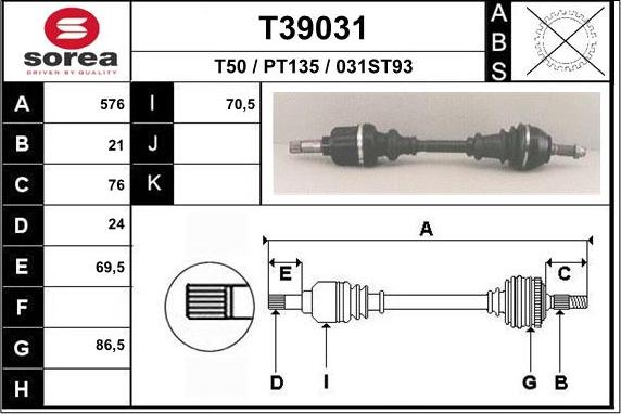 EAI T39031 - Приводний вал avtolavka.club