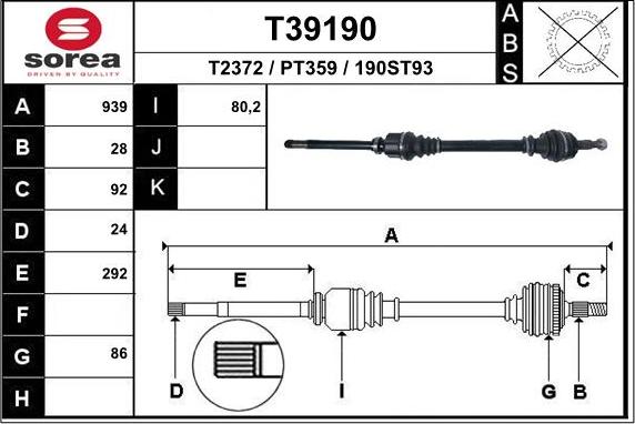 EAI T39190 - Приводний вал avtolavka.club