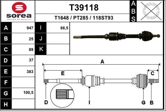 EAI T39118 - Приводний вал avtolavka.club