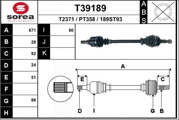 EAI T39189 - Приводний вал avtolavka.club