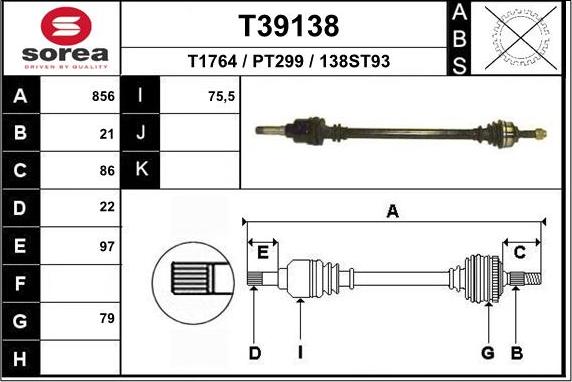 EAI T39138 - Приводний вал avtolavka.club