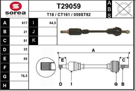 EAI T29059 - Приводний вал avtolavka.club