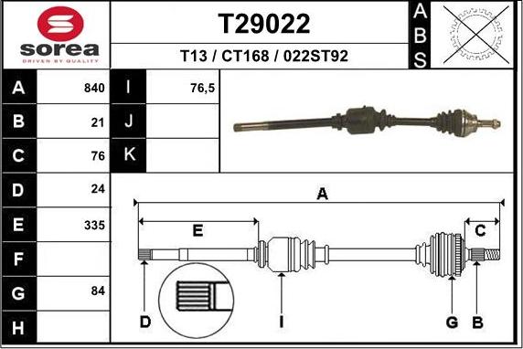 EAI T29022 - Приводний вал avtolavka.club