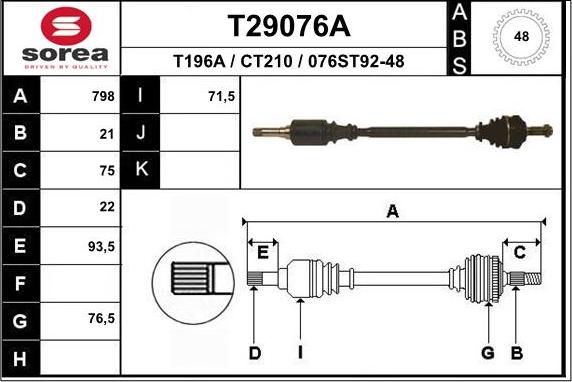 EAI T29076A - Приводний вал avtolavka.club