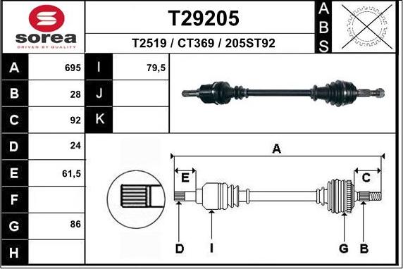 EAI T29205 - Приводний вал avtolavka.club