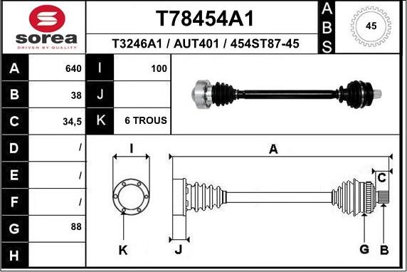 EAI T78454A1 - Приводний вал avtolavka.club