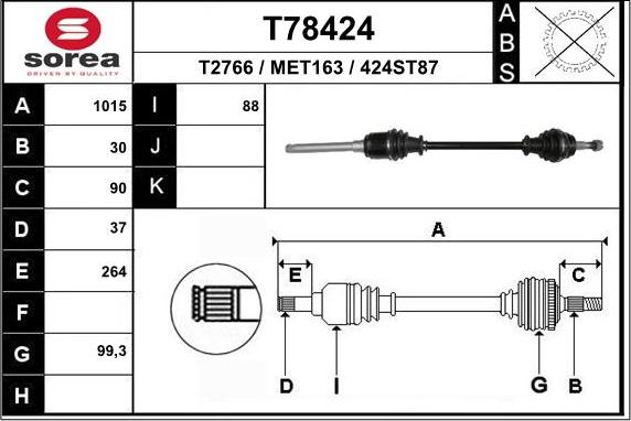 EAI T78424 - Приводний вал avtolavka.club