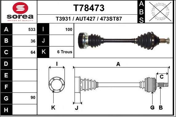 EAI T78473 - Приводний вал avtolavka.club