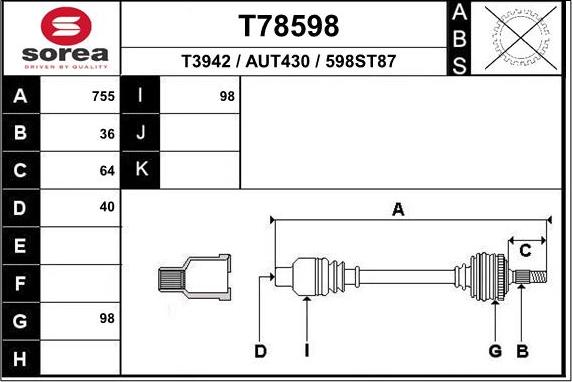 EAI T78598 - Приводний вал avtolavka.club