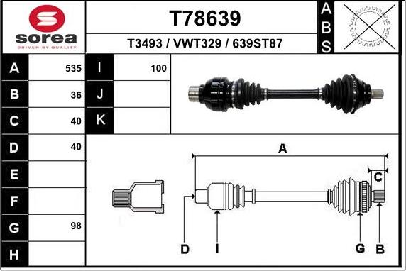 EAI T78639 - Приводний вал avtolavka.club