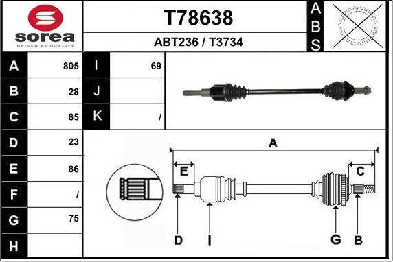 EAI T78638 - Приводний вал avtolavka.club