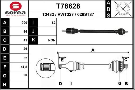 EAI T78628 - Приводний вал avtolavka.club